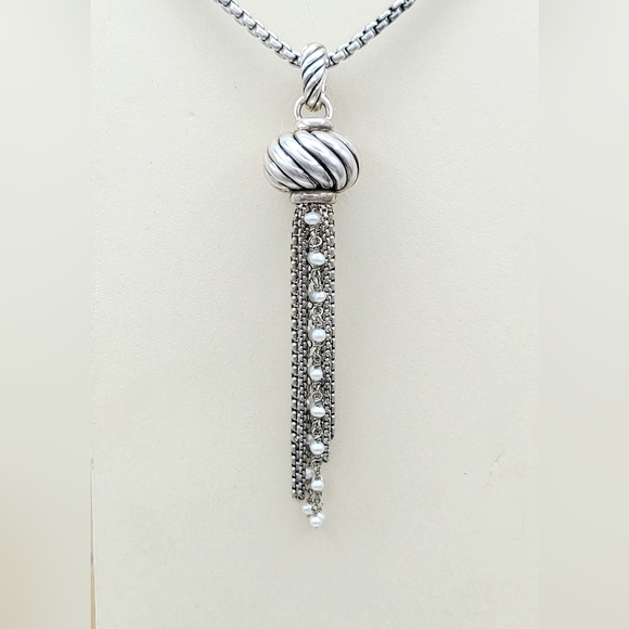 David Yurman Sculpted Pearl Tassel Pendant Enhancer